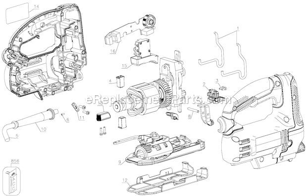 Page A Diagram and Parts List for PC600JS Type 1 Porter Cable Jig Saw